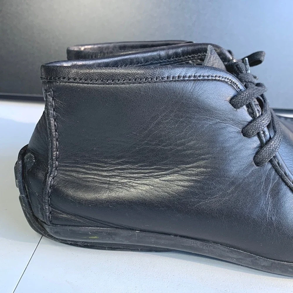 Gucci Chukka Driving Moccasin Boots Shoes Mens 7 Black Luxury Leather Italy